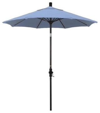 7.5' Bronze Collar Tilt Lift Fiberglass Rib Aluminum Umbrella, Sunbrella, Air Blue