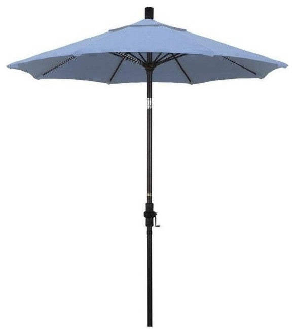 7.5' Bronze Collar Tilt Lift Fiberglass Rib Aluminum Umbrella, Sunbrella, Air Blue