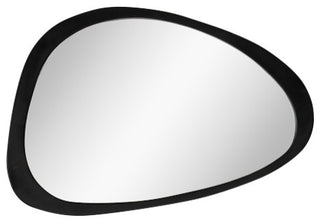 Natural Wood Framed Asymmetrical Mirror 44x30", Black