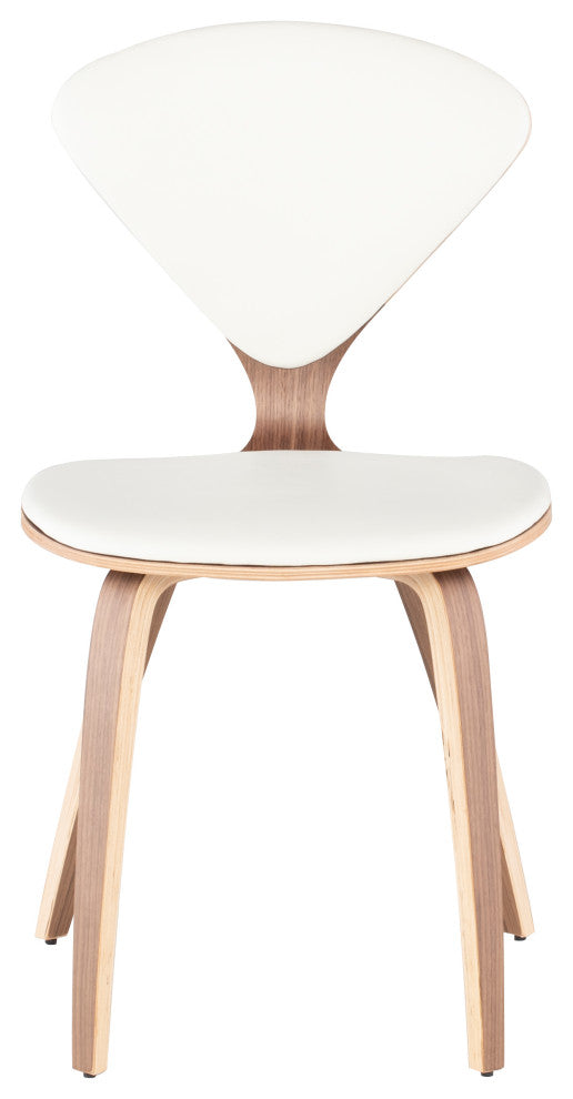 Satine Dining Chair in American Walnut and White Leather by Nuevo