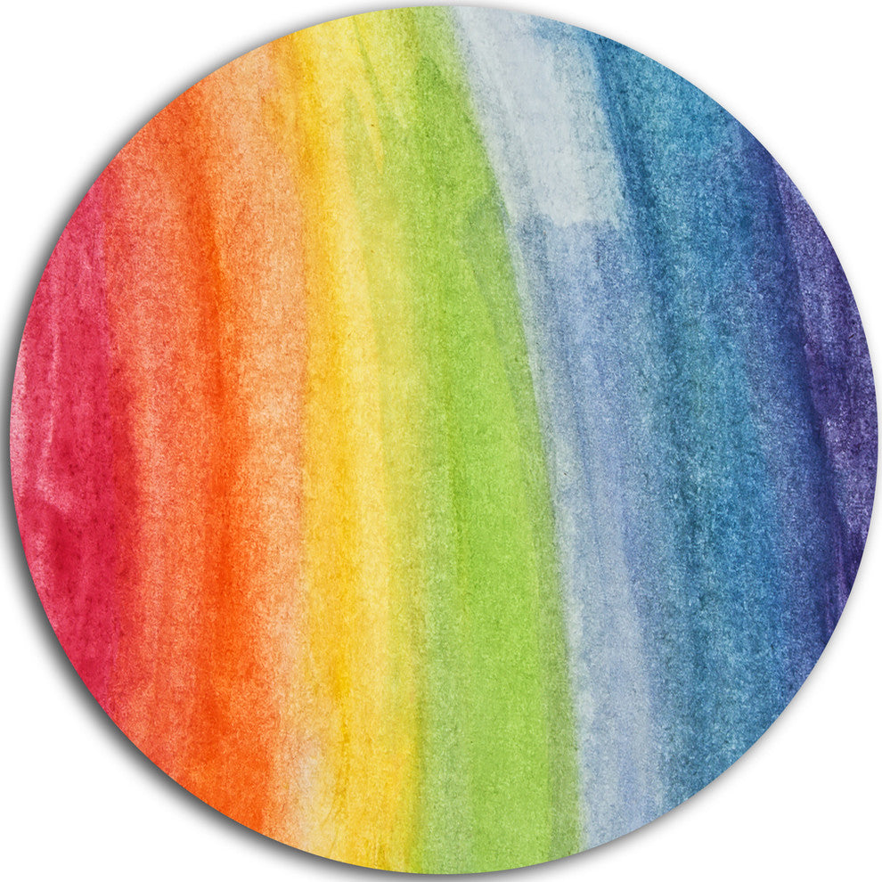 Flowing Rainbow Colors, Abstract Round Wall Art, 38"