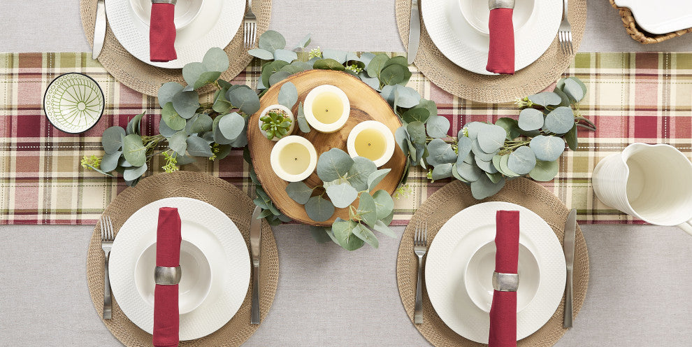 Homespun Plaid Table Runner 13X72