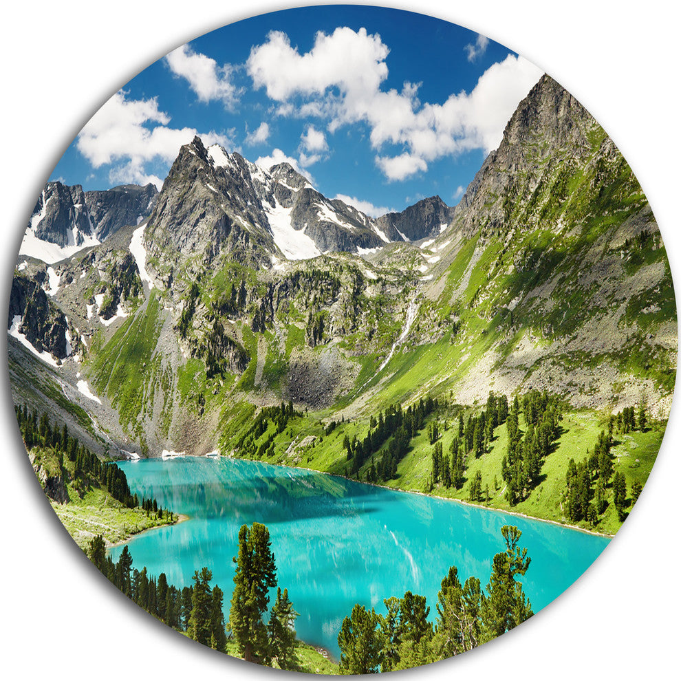 Mountain Lake And Blue Sky, Photo Disc Metal Artwork, 36"