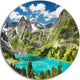 Mountain Lake And Blue Sky, Photo Disc Metal Artwork, 36"