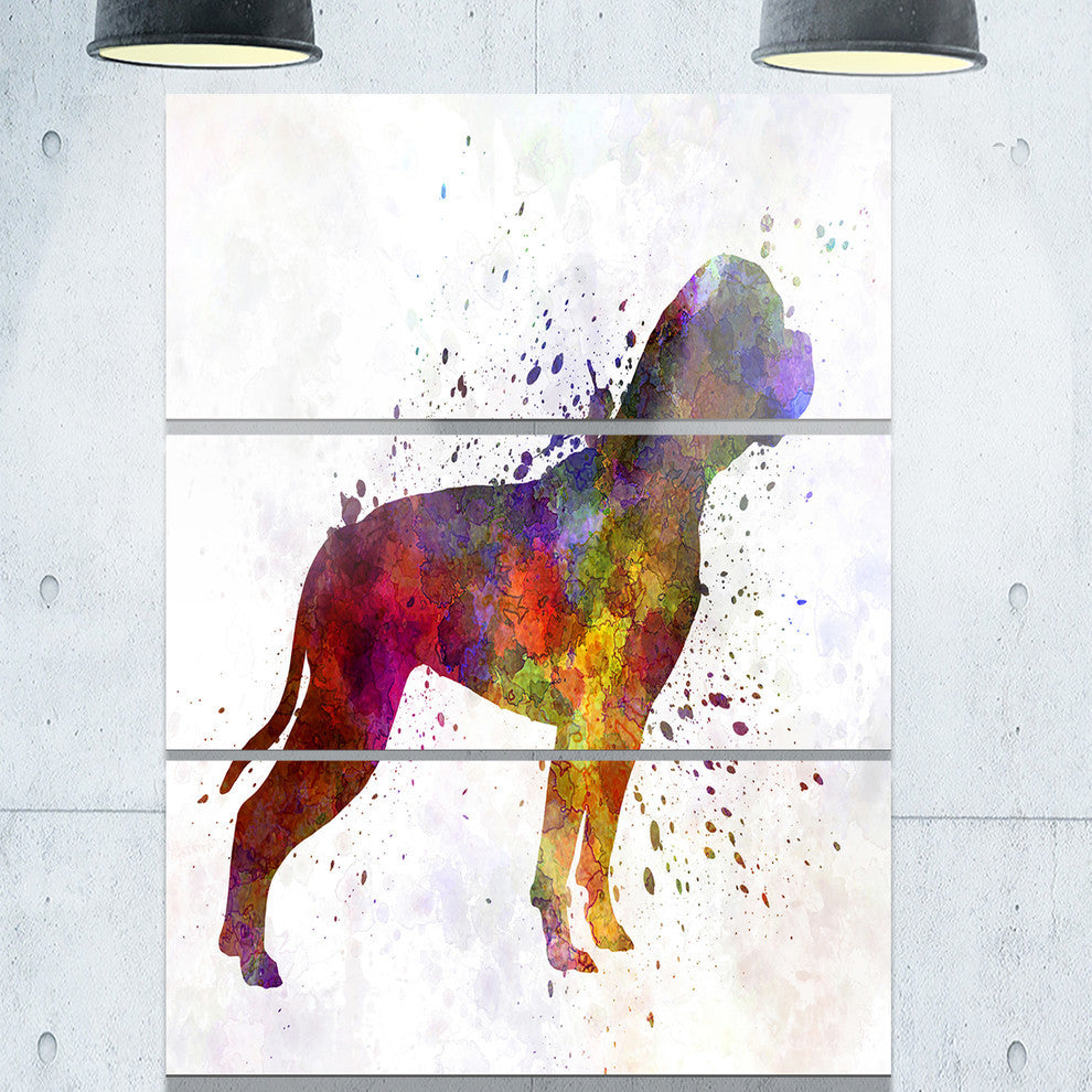"American Bulldog" Glossy Metal Wall Art, 3 Panels, 28"x36"