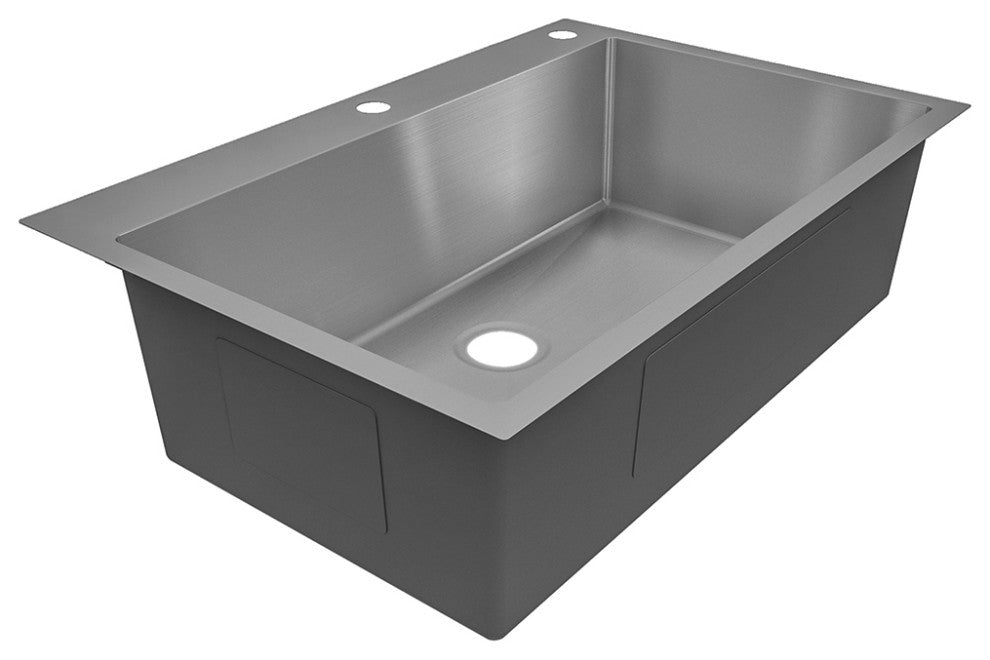Sinber Single Bowl Kitchen Sink with 304 Stainless Steel Satin Finish, 33"x22", Drop in