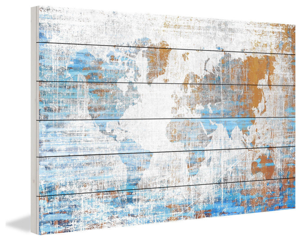 "Travels" Print on White Wood, 60"x40"