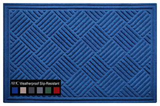 A1HC Superior Absorbant Polypropylene Doormat, Blue Checkered, 18"x30"