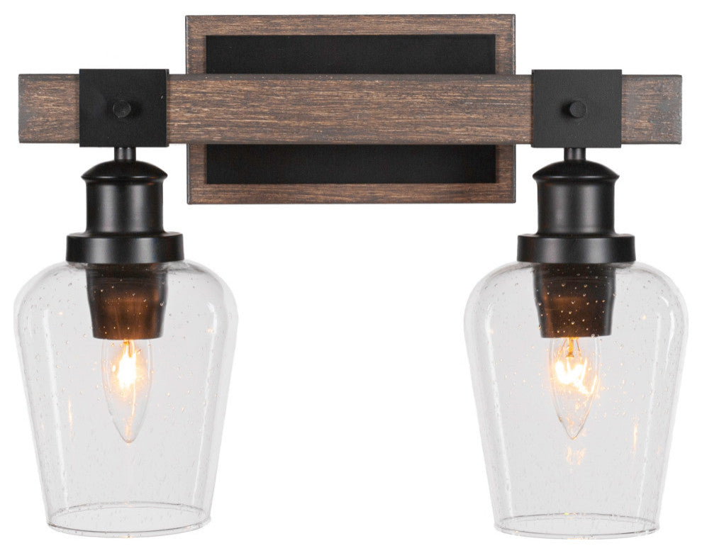 Tacoma 2-Light Bath Bar, Clear Bubble