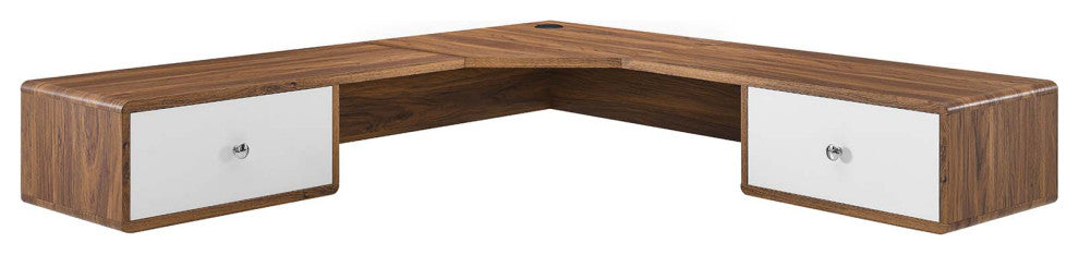 Computer Work Desk, White Walnut, Wood, Modern, Mid Century Home Office