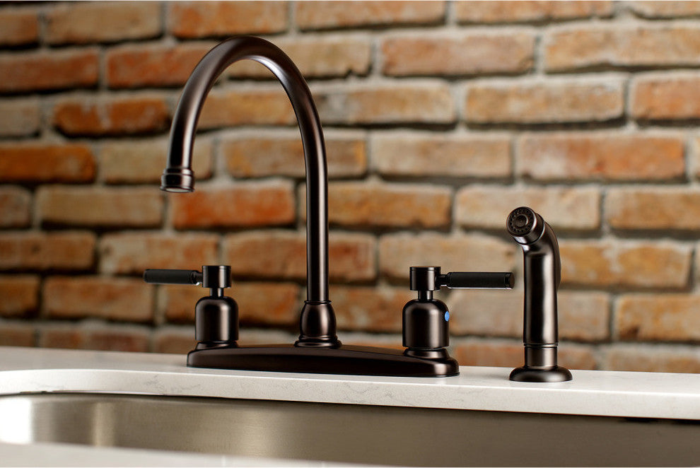 8" Centerset Kitchen Faucet, Sprayer, Oil Rubbed Bronze