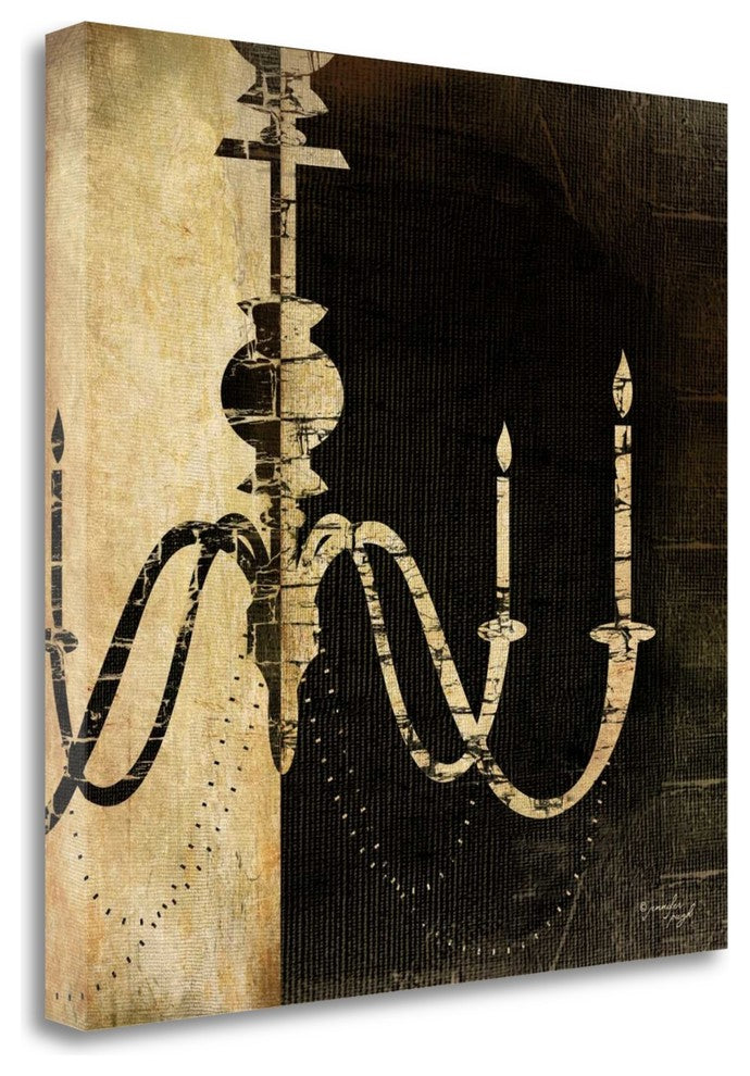 "Black And White Chandelier" By Jennifer Pugh, Giclee on Gallery Wrap Canvas