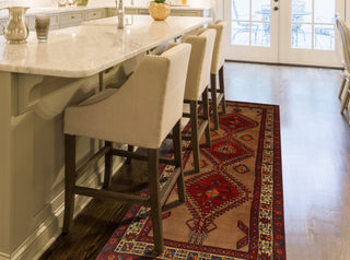 Semi Antique Huri Brown/Red Runner, 3'5x9'6