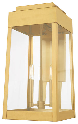 Transitional Outdoor Wall Lantern, Satin Brass