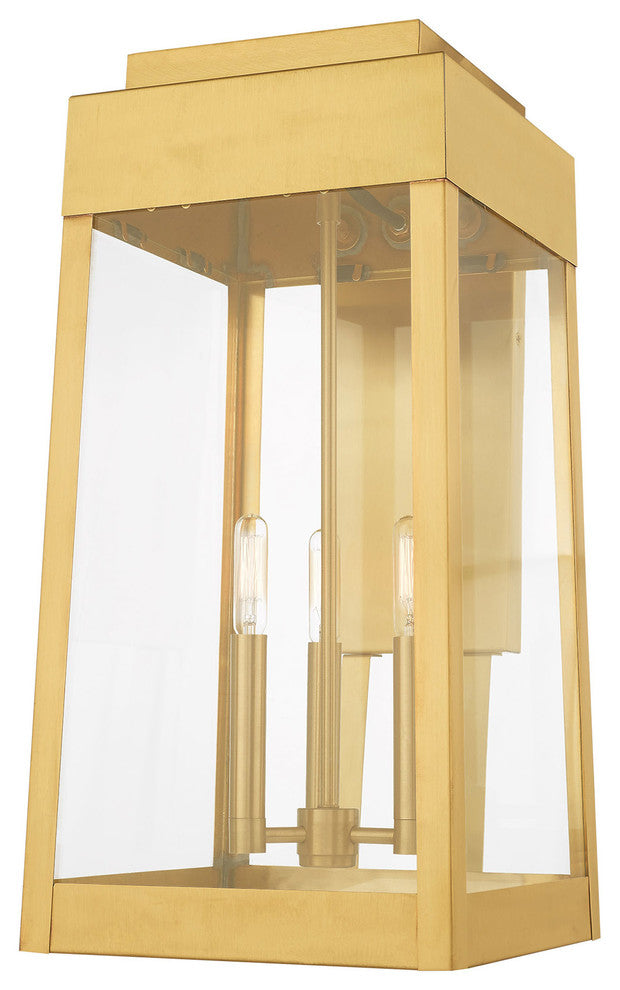 Transitional Outdoor Wall Lantern, Satin Brass