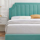 Platform Bed Frame, Twin Size, Velvet, Blue, Modern Contemporary, Bedroom Master
