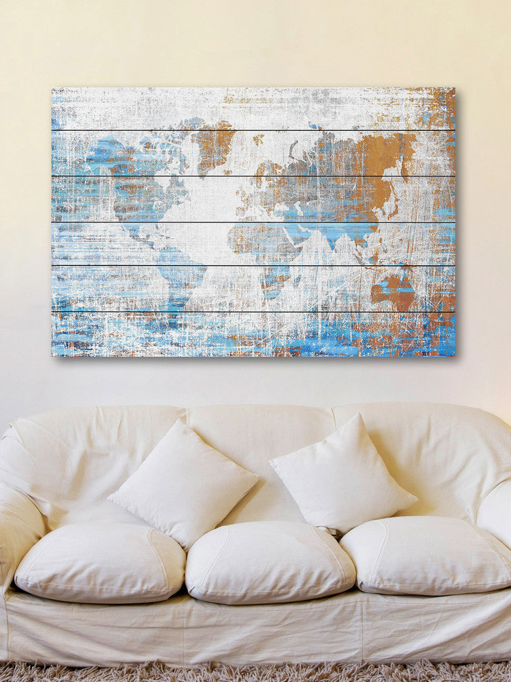 "Travels" Print on White Wood, 60"x40"