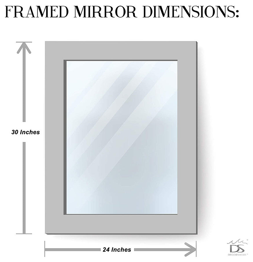Crackled Glass Decorative Wall Mirror, 30"x24", Silver