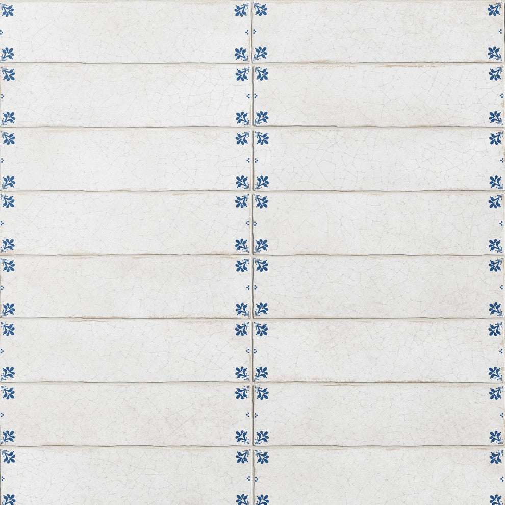 Crackle Cream Decor Ceramic Wall Tile, White