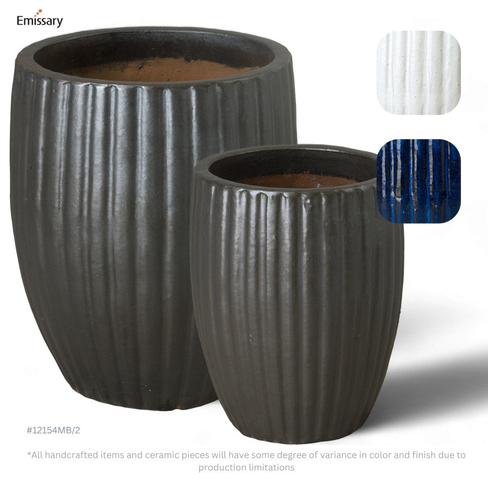 Ridges Planter Large, Matte Black 21x25