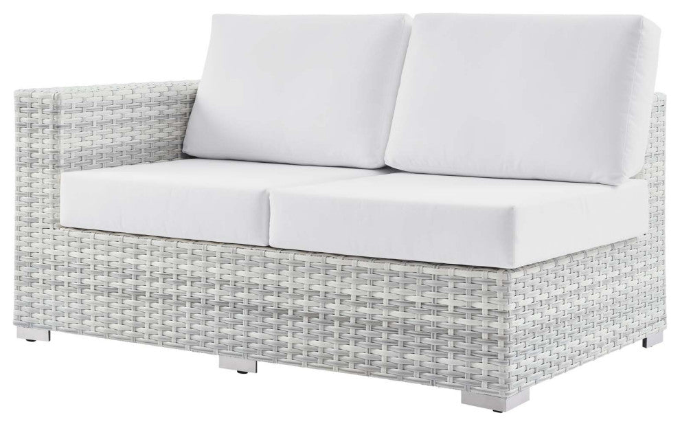 Lounge Sectional Sofa Chair Set, Rattan, Wicker, Gray White, Outdoor
