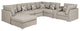 Amira Beige Linen Fabric Reversible Sectional Sofa with USB Storage Console