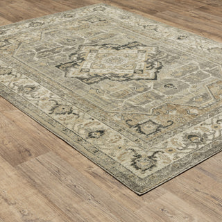 Fleming Vintage Medallion Beige and  Grey Area Rug, 7'10"x10'10"