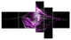 Purple on Black Fractal Illustration, Abstract Canvas Print, 60"x32", 5 panels