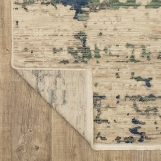 Saturn Abstract Shadows Beige/Green Wool Blend Area Rug 5'3" x 7'6"
