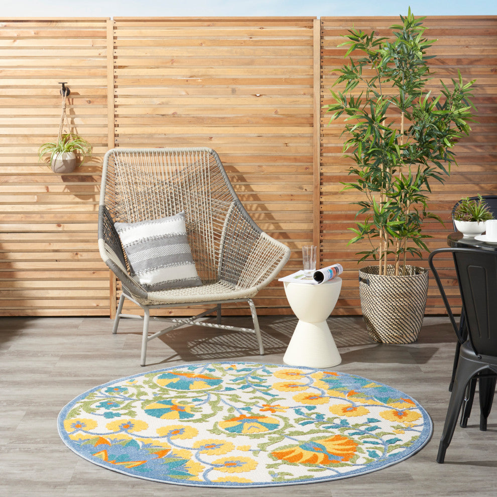 Nourison Aloha 4' x Round Multicolor Transitional Area Rug