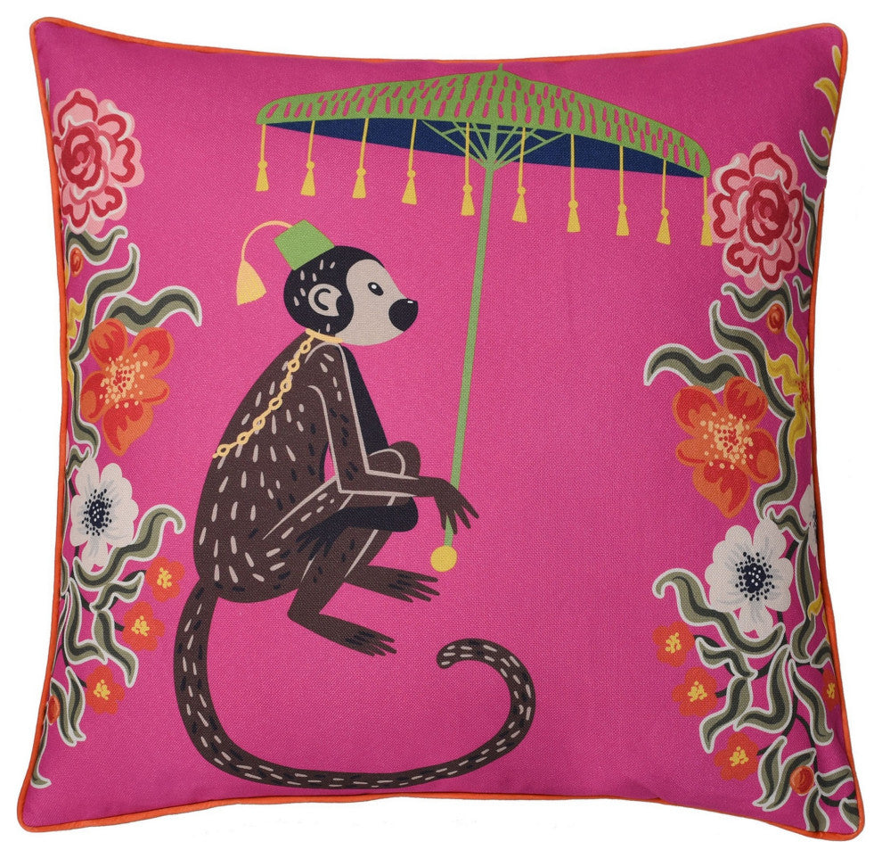 Dann Foley Double Sided Pillow Monkey Print and Cheetah Velvet Left