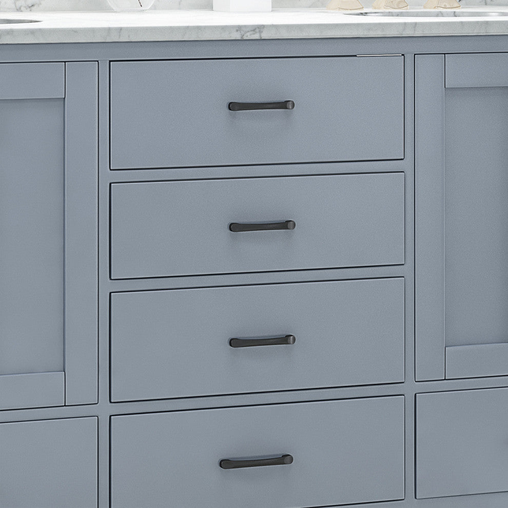 Kayla Contemporary 60" Wood Double Sink Bathroom Vanity With Marble Counter Top