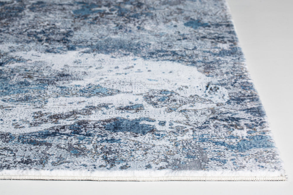 8"x10" Gray Blue Abstract Galaxy Area Rug