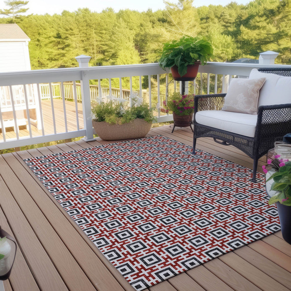 Indoor/Outdoor Marlo MO1 Red Machine Washable 9' x 12' Rug