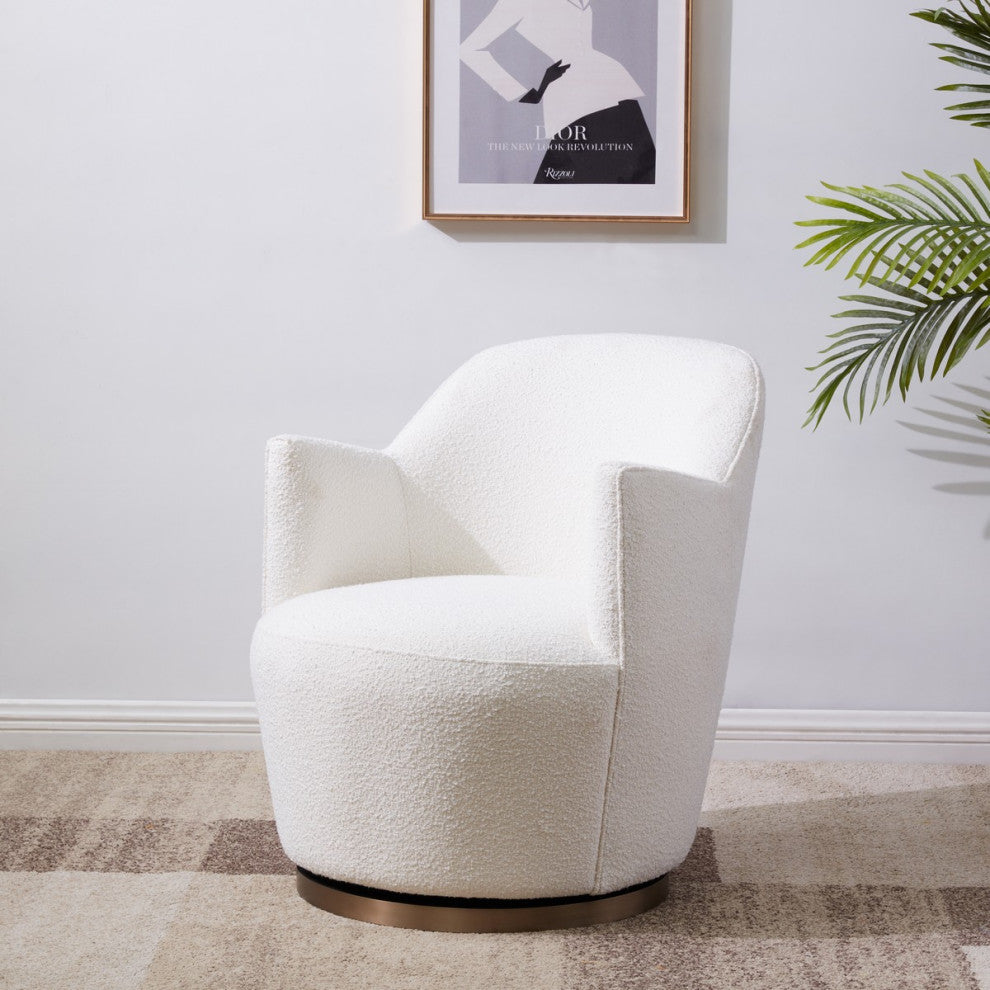 Safavieh Couture Christian Boucle Swivel Accent Chair, Ivory