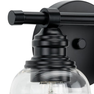 Ambrose Collection 13" 2-Light Matte Black Clear Glass Bath Vanity Light