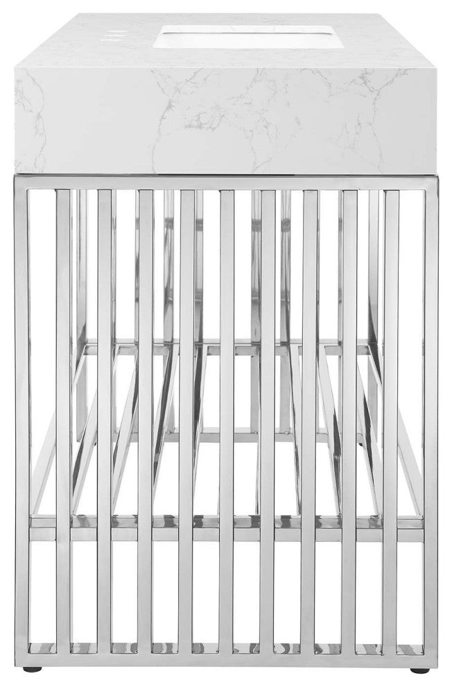 Gridiron Bathroom Vanity, White Silver