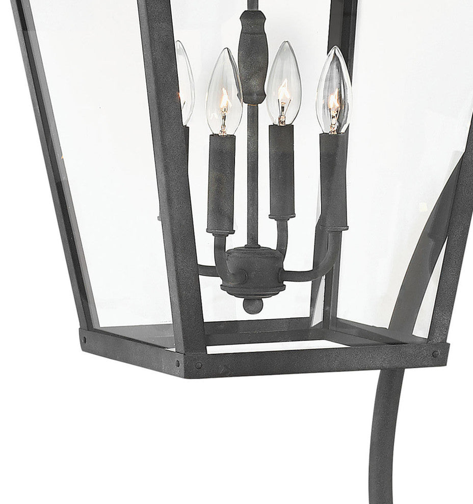 Hinkley Trellis Double Extra Large Wall Mount Lantern With Scroll, Aged Zinc