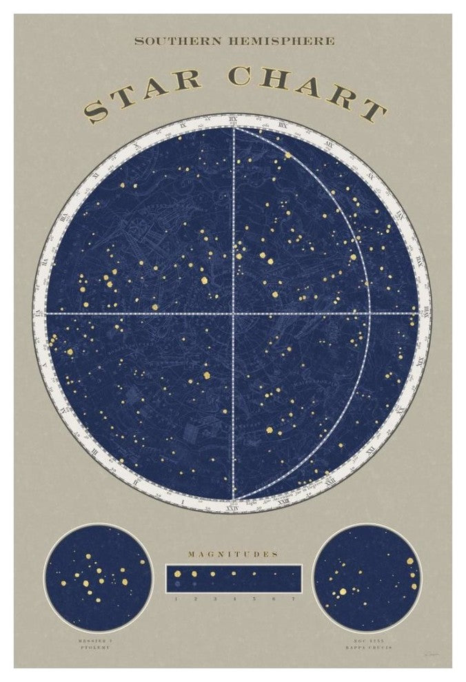 "Southern Star Chart" Digital Paper Print by Sue Schlabach, 18"x26"