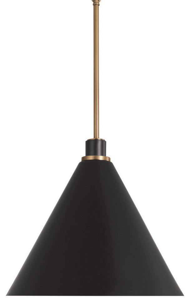 Capital Lighting 350112 Bradley 15"W Pendant - Aged Brass / Black