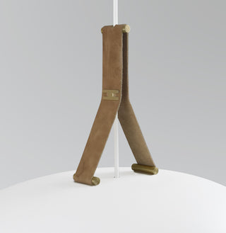 Volo LED Pendant, Blanc, White/Brushed Brass/Tan Leather/White Washed Oak, 2700K