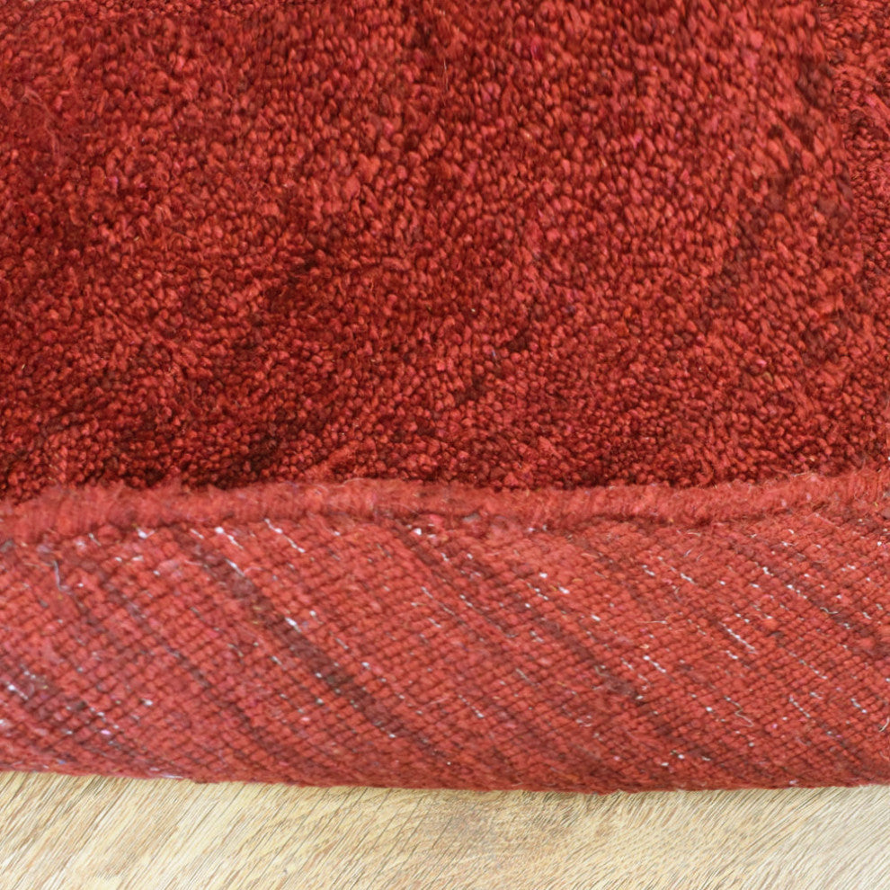 Hand Knotted Loom Silk Mix Area Rug Solid Light Red