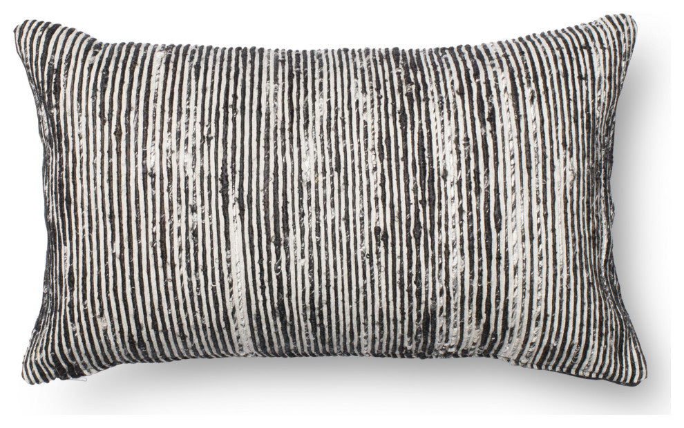 Recycled Sari Silk With Texture Throw Pillow, Black / Multi, 13"x21", No Fill
