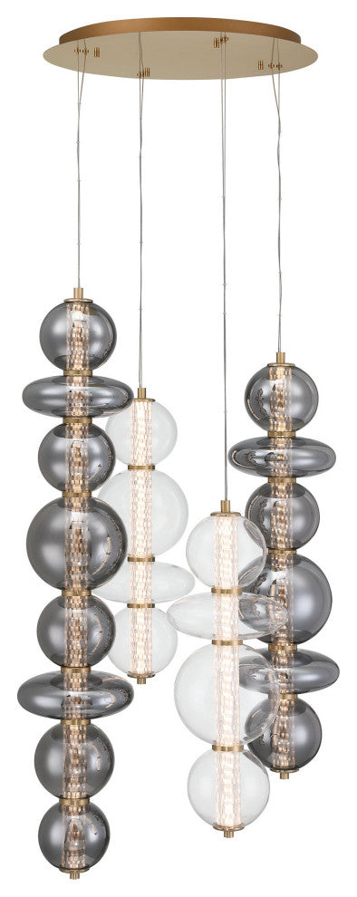 Atomo 4L 30" Gold Mix Chandelier