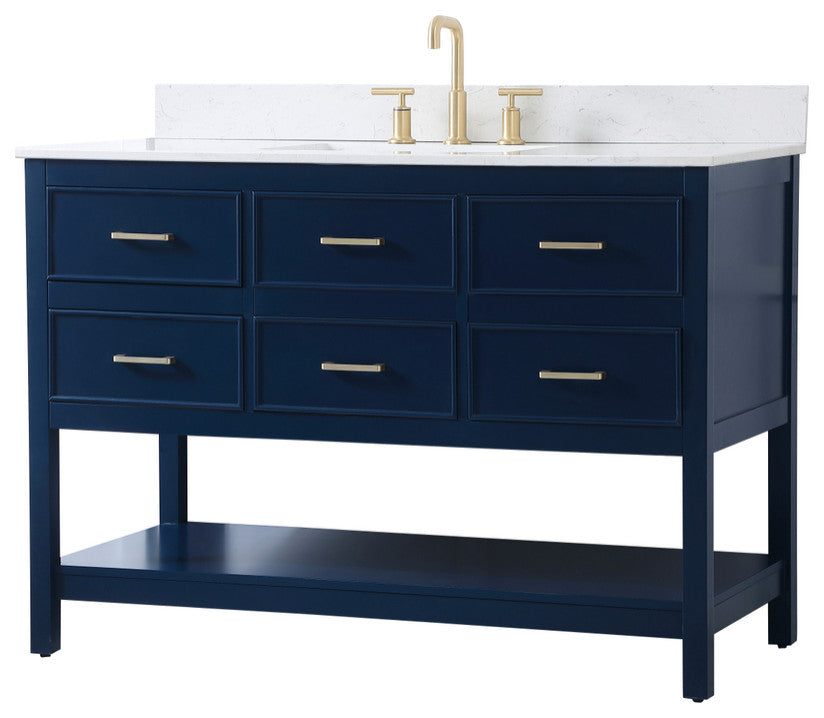Skylar 48" Single Bathroom Vanity, Blue, With Backsplash