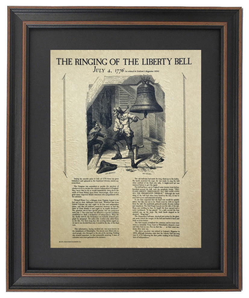 Framed Story of The Ringing of The Liberty Bell - July 4th 1776