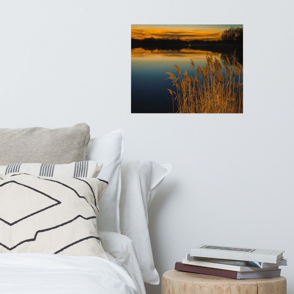 Farmhouse Art Decor: Sunset Reedy Point Landscape Photo Unframed Print, 16" X 20"