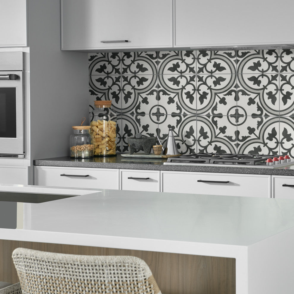 Arte Encaustic Porcelain Floor and Wall Tile, Grey