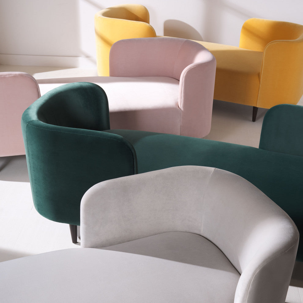 Safavieh Couture Frieda Velvet Tete A Tete Chair, Light Pink