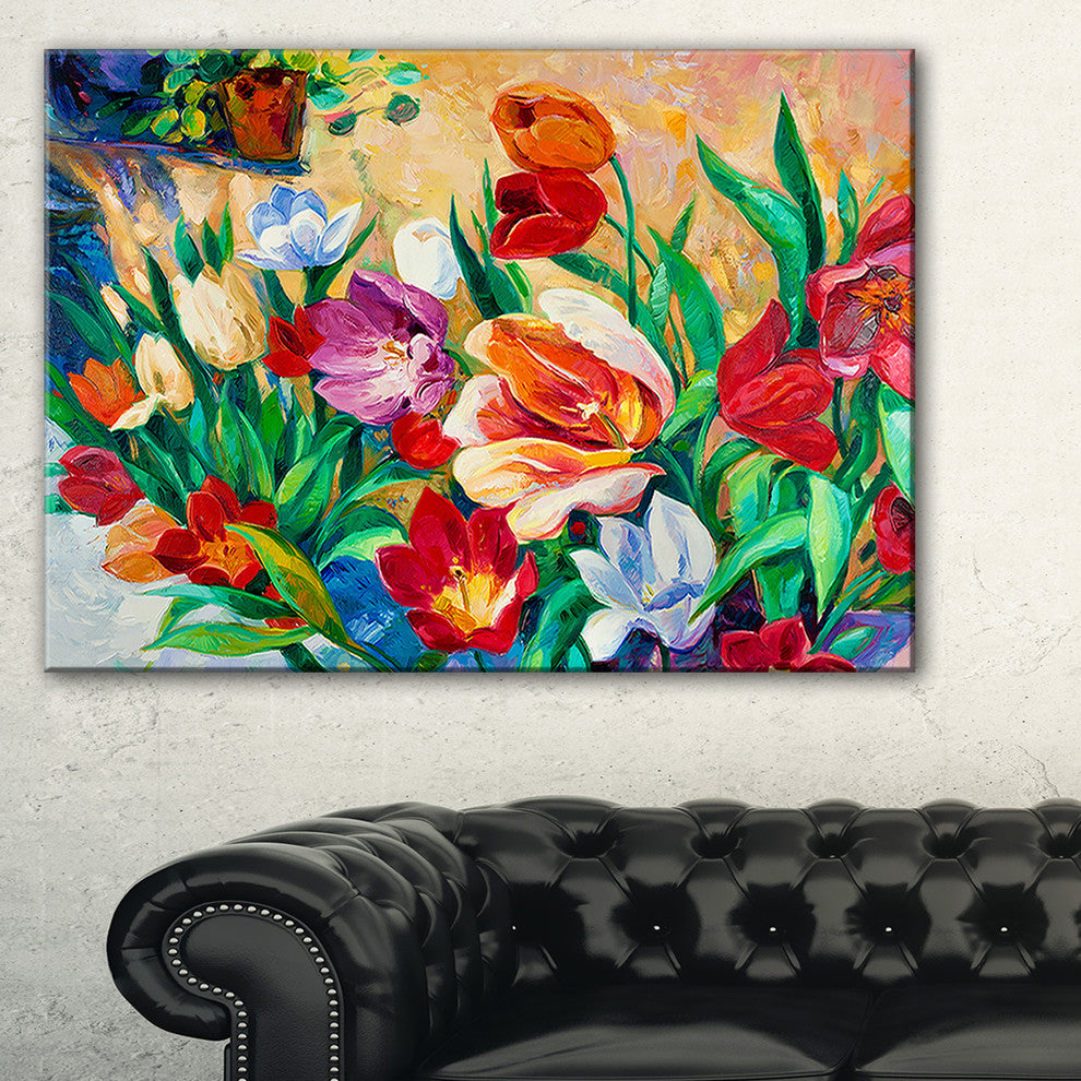 "Bouquet of Colorful Flowers" Wall Art Canvas, 32"x16"